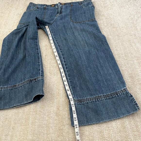 Vintage DKNY Jeans Blue Chambray Wide Leg Crop Pants Jeans 12 - Picture 5 of 12